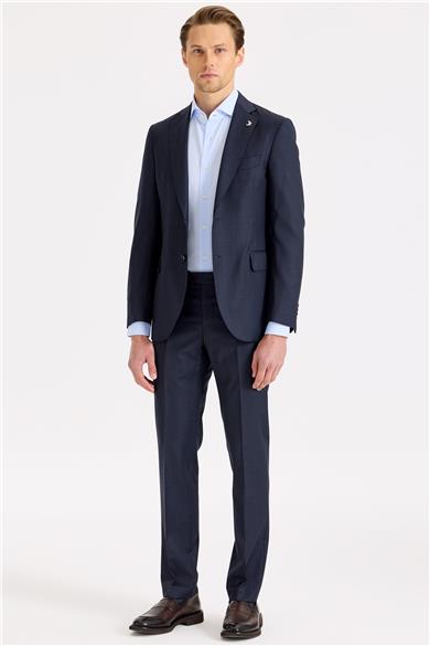 Lacivert Desenli Yün Takım Elbise