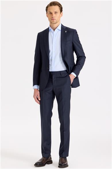 Lacivert Desenli Yün Takım Elbise