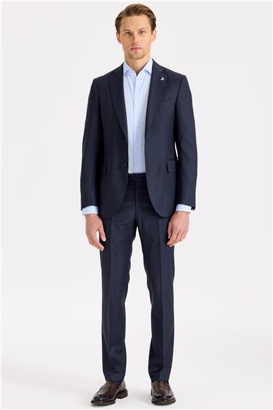 Lacivert Desenli Yün Takım Elbise