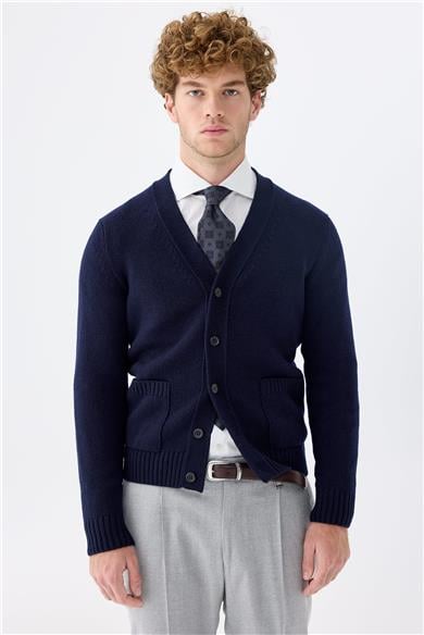 Lacivert Düğmeli Kaşmir Hırka