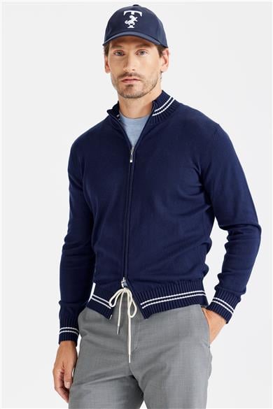 Lacivert Fermuarlı Pamuk Hırka