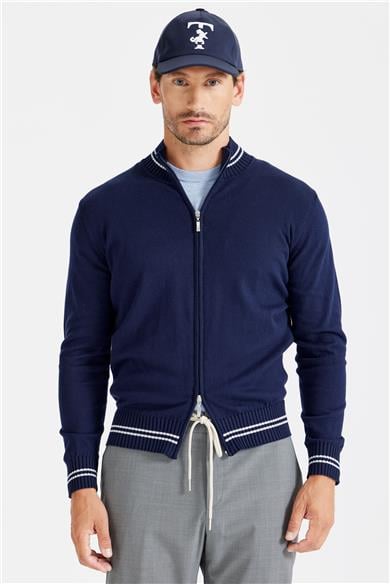 Lacivert Fermuarlı Pamuk Hırka