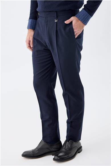 Lacivert Flanel Yün Pantolon