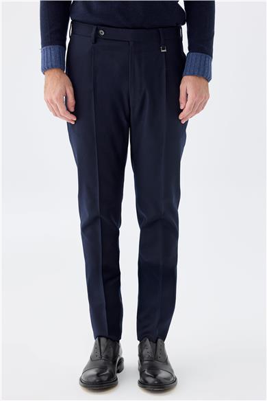 Lacivert Flanel Yün Pantolon