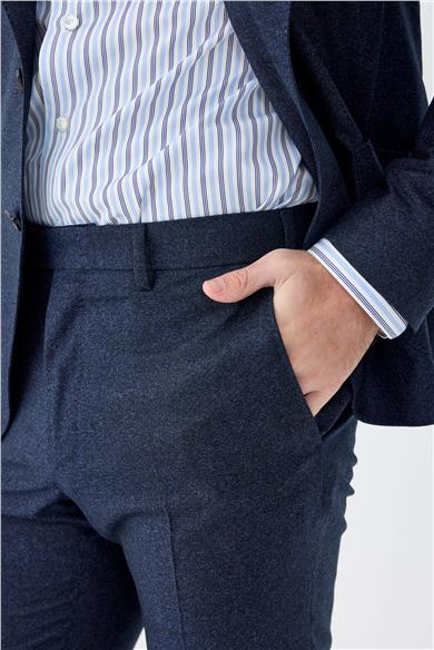 Lacivert Flanel Yün Takım Elbise