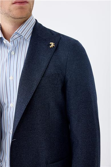 Lacivert Flanel Yün Takım Elbise