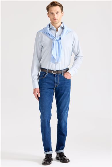 Lacivert Giza Pamuk Denim Pantolon