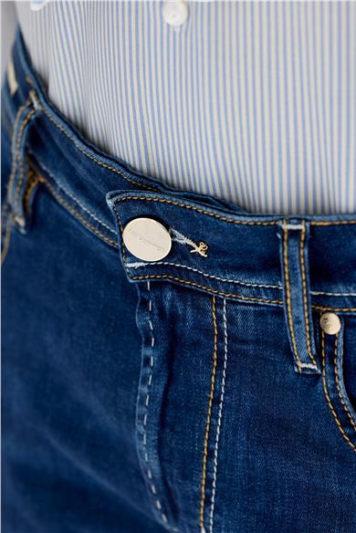 Lacivert Giza Pamuk Denim Pantolon