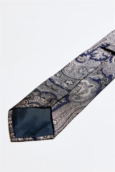 Lacivert Gri İpek Kravat