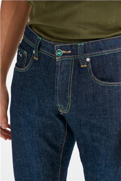 Lacivert Ham Denim Pantolon