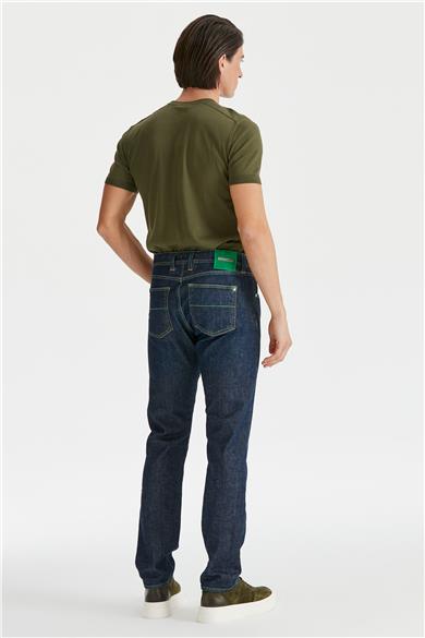 Lacivert Ham Denim Pantolon