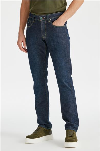 Lacivert Ham Denim Pantolon