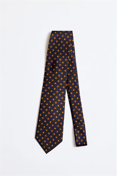 Lacivert Kahve 5 Fold İpek Kravat