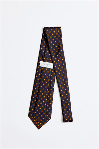 Lacivert Kahve 5 Fold İpek Kravat