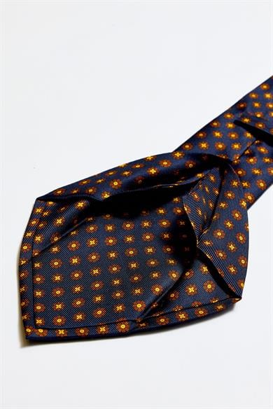 Lacivert Kahve 5 Fold İpek Kravat