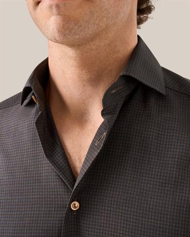 Lacivert Kahverengi Kareli Merino Yün Gömlek