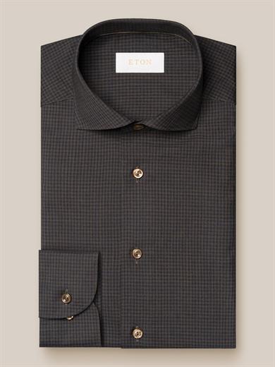 Lacivert Kahverengi Kareli Merino Yün Gömlek