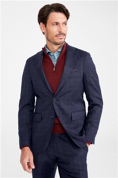 Lacivert Kareli Yün Takım Elbise