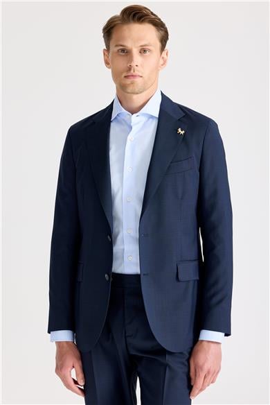 Lacivert Kareli Yün Takım Elbise