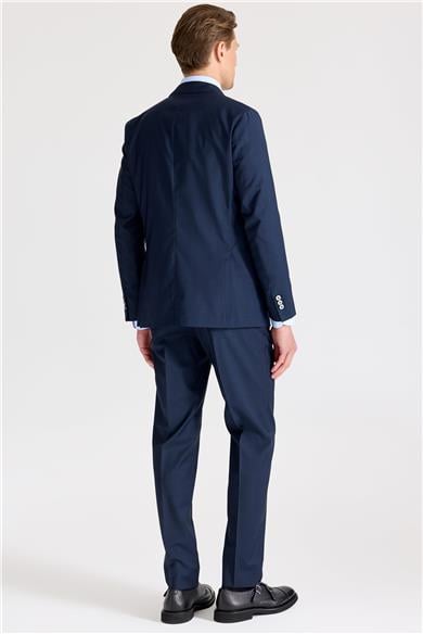 Lacivert Kareli Yün Takım Elbise