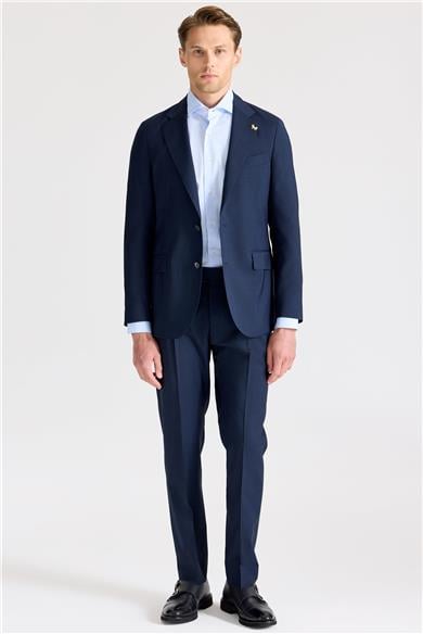 Lacivert Kareli Yün Takım Elbise