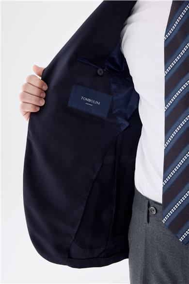 Lacivert Kaşmir İpek Ceket