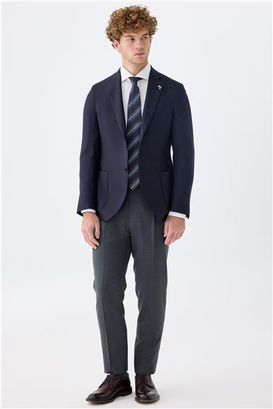 Lacivert Kaşmir İpek Ceket