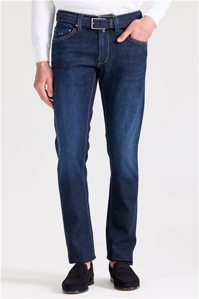 Lacivert Kaşmirli Denim Pantolon