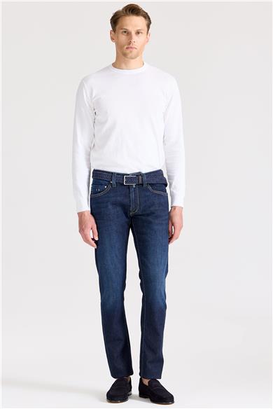 Lacivert Kaşmirli Denim Pantolon