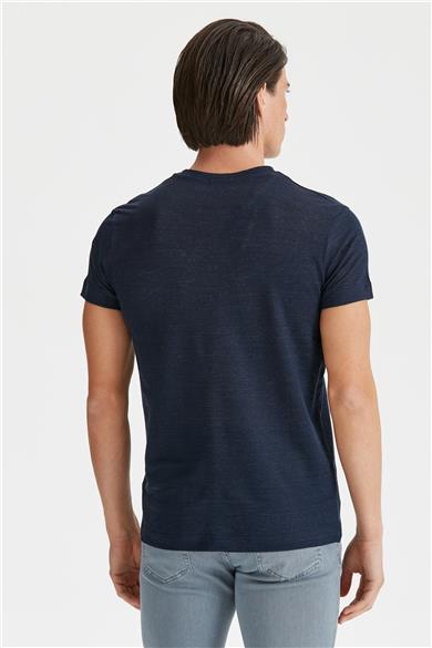 Lacivert Keten T-shirt