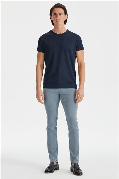 Lacivert Keten T-shirt