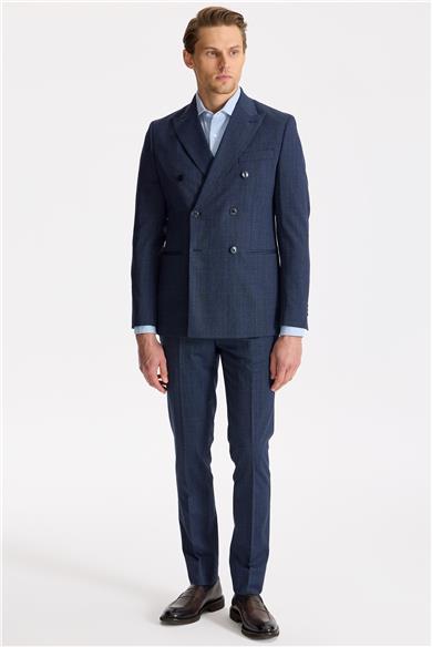 Lacivert Kruvaze Yün Takım Elbise