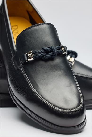 Lacivert Marine Deri Loafer
