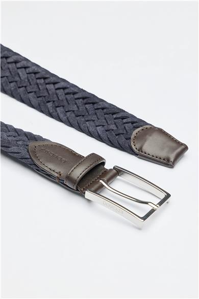 Lacivert Örgü Süed Kemer