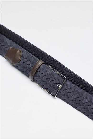 Lacivert Örgü Süed Kemer