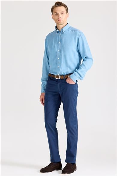 Lacivert Pamuk İpek Pantolon