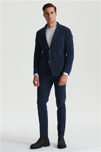 Lacivert Pamuk Kanvas Spor Ceket