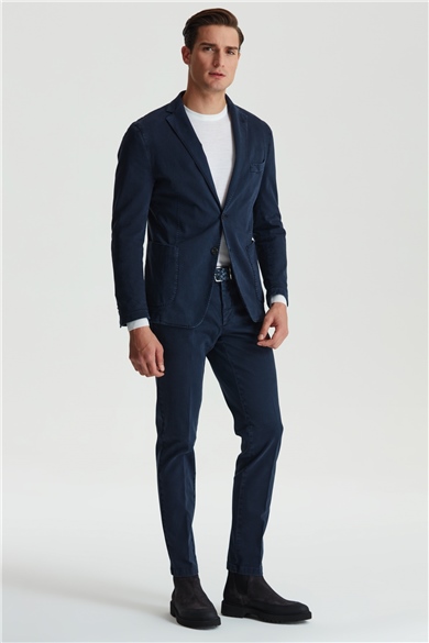 Lacivert Pamuk Kanvas Spor Ceket