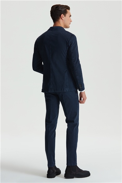 Lacivert Pamuk Kanvas Spor Ceket