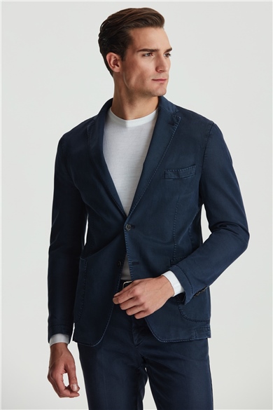Lacivert Pamuk Kanvas Spor Ceket