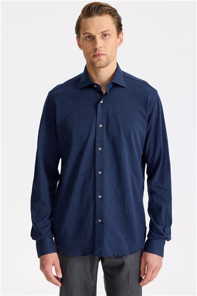 Lacivert Pamuk Kaşmir Gömlek