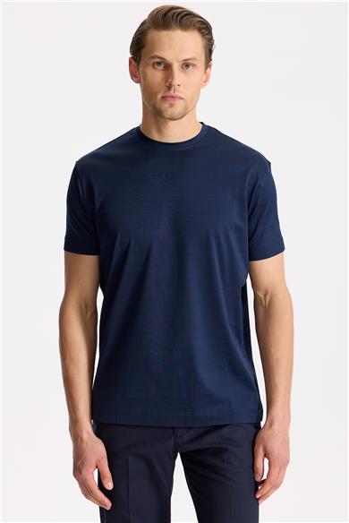 Lacivert Pamuk T-shirt