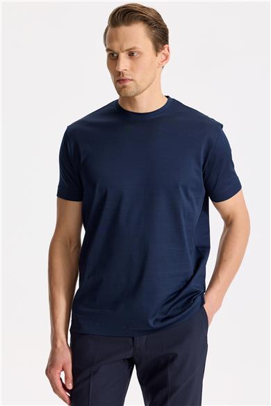 Lacivert Pamuk T-shirt
