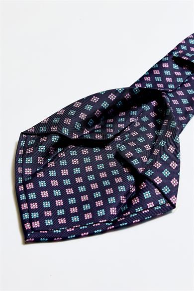 Lacivert Pembe Turkuaz 5 Fold İpek Kravat