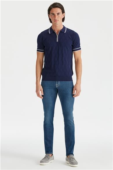 Lacivert Polo Yaka Erkek Pamuk Triko