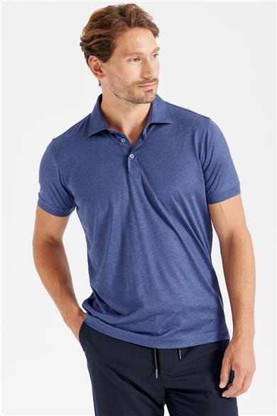Lacivert Polo Yaka İpek T-shirt