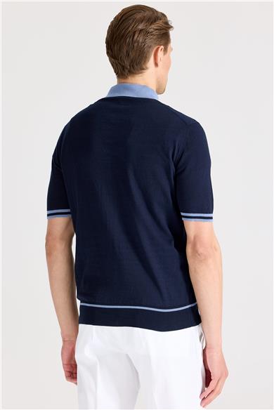 Lacivert Polo Yaka Pamuk Triko