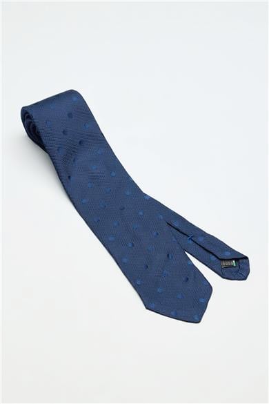 Lacivert Puantiyeli Garza İpek Kravat