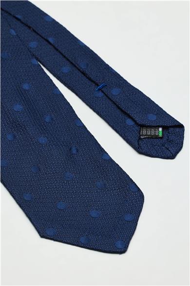 Lacivert Puantiyeli Garza İpek Kravat