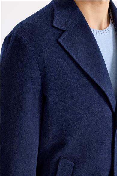 Lacivert Saf Kaşmir Palto